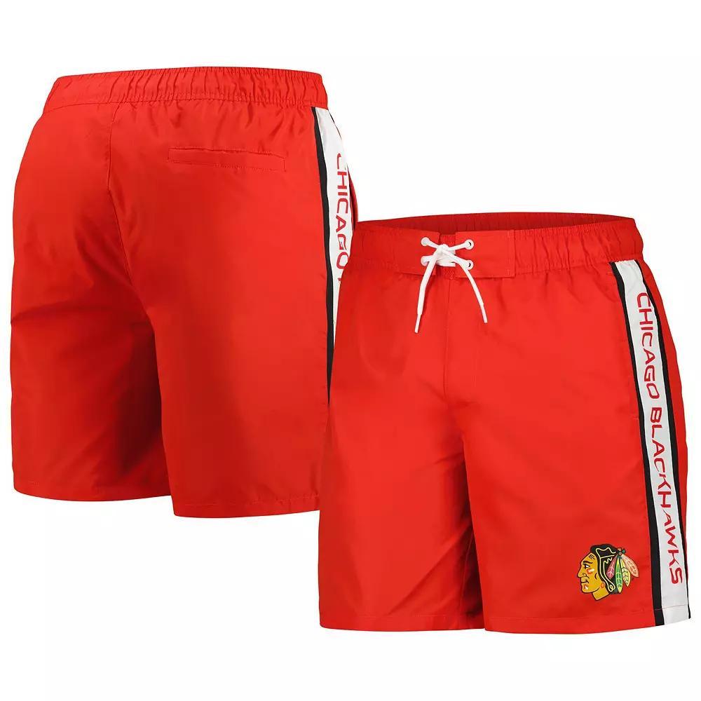 Men's G-III Sports by Carl Banks Red Chicago Blackhawks Streamline Volley Swim Trunks, Size: XL Product Image