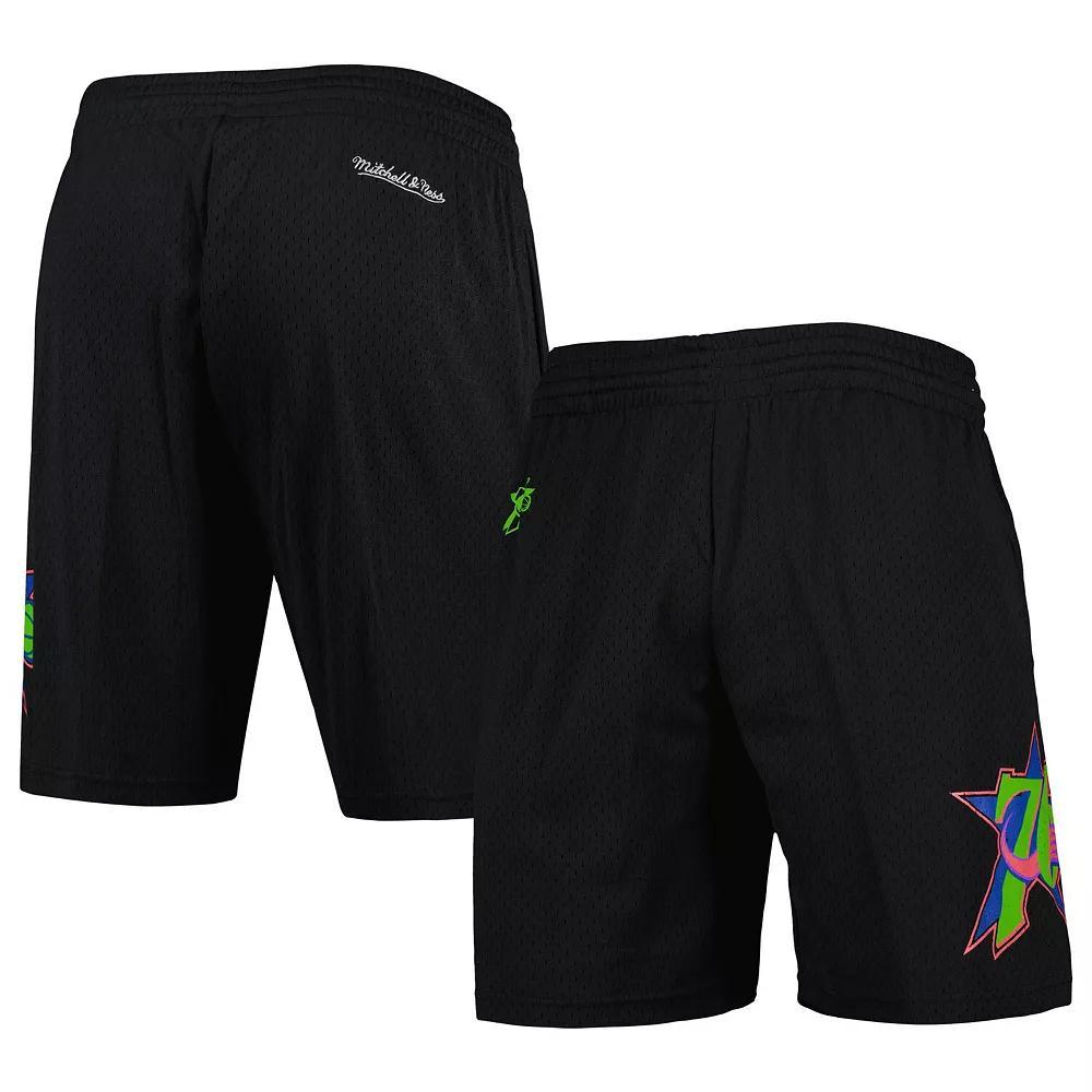 Men's Mitchell & Ness Black Philadelphia 76ers Hardwood Classics Color Bomb Energy Shorts, Size: Medium, 76r Black Product Image