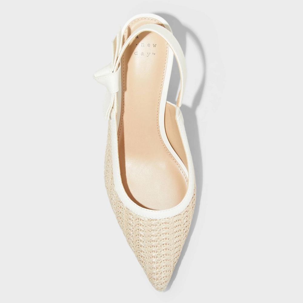 Womens Milan Raffia Slingback Heels - A New Day Beige 8.5: Cushioned Insole, Pointed Toe, Medium Width Product Image