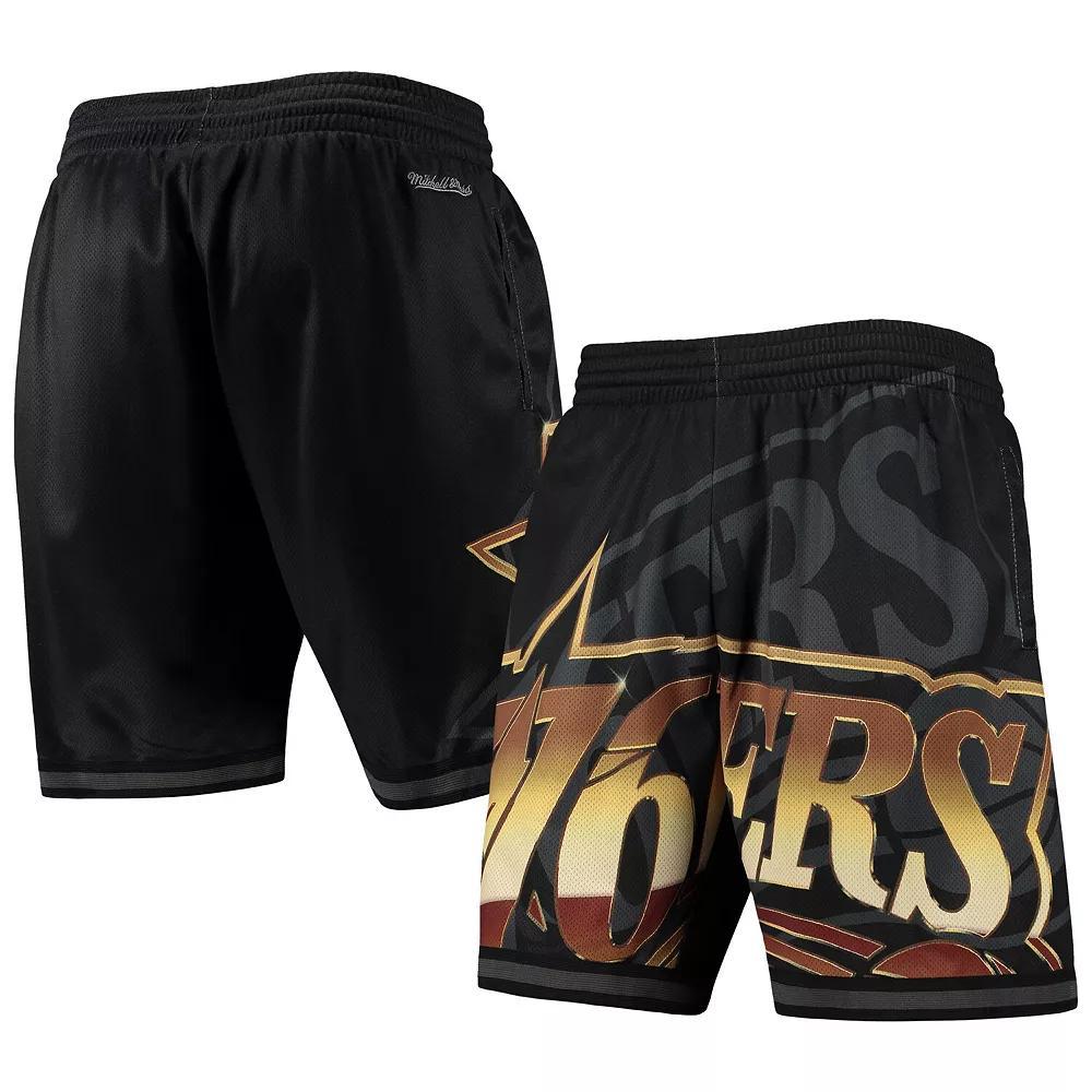 Men's Mitchell & Ness Black Philadelphia 76ers Big Face 4.0 Fashion Shorts, Size: Small, 76r Black Product Image