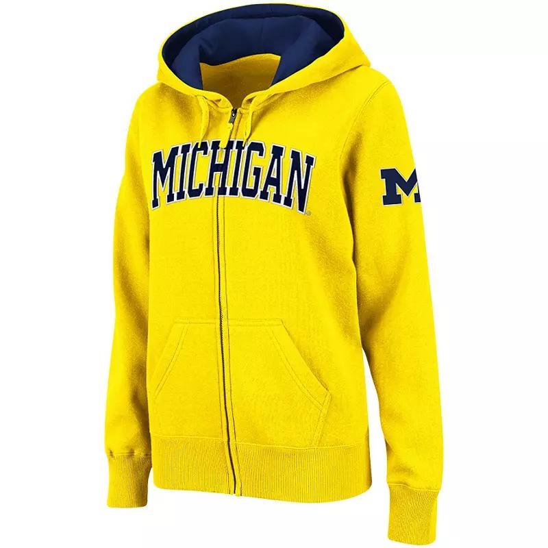 Women's Stadium Athletic Gold Michigan Wolverines Arched Name Full-Zip Hoodie, Size: Medium Product Image