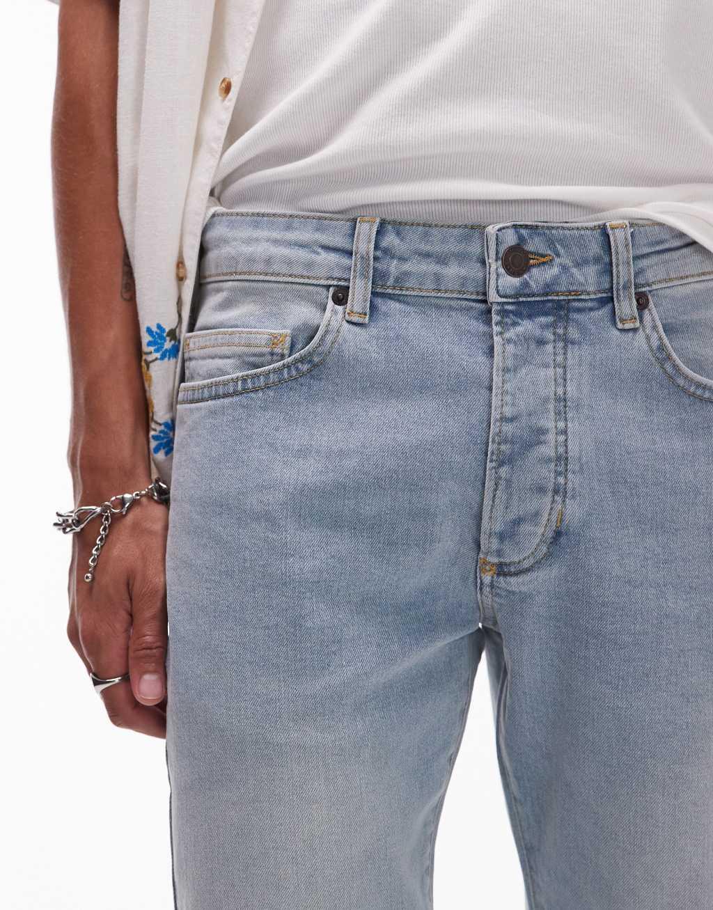 Topman skinny jeans in tinted summer blue light wash Product Image