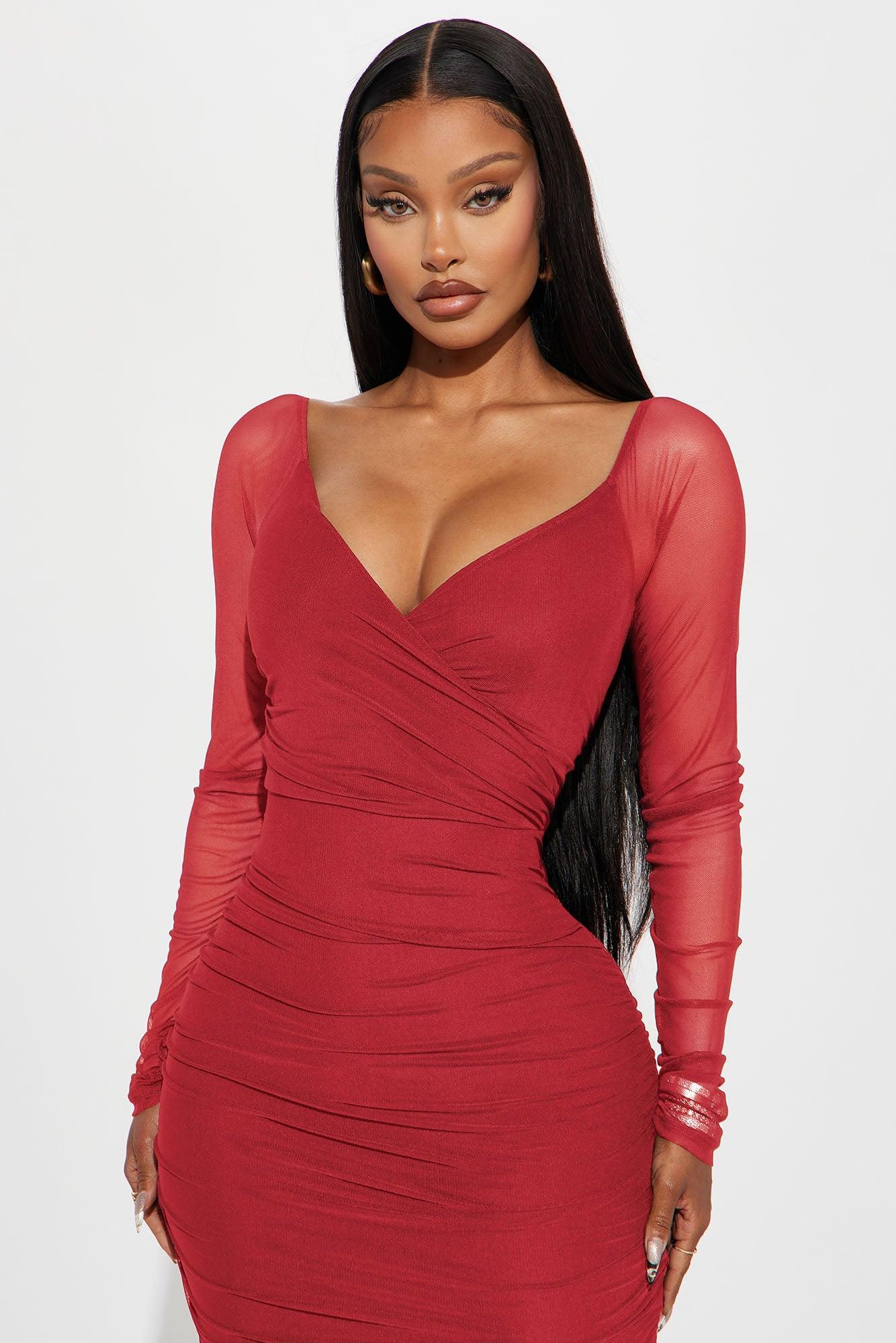 Love On The Line Mesh Midi Dress - Rose Product Image