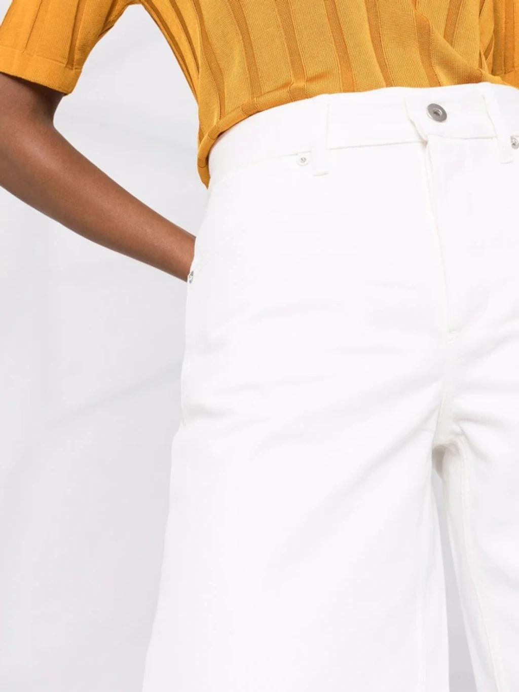 JIL SANDER Straight Leg Arched-hem Cotton-linen Trousers In White Product Image