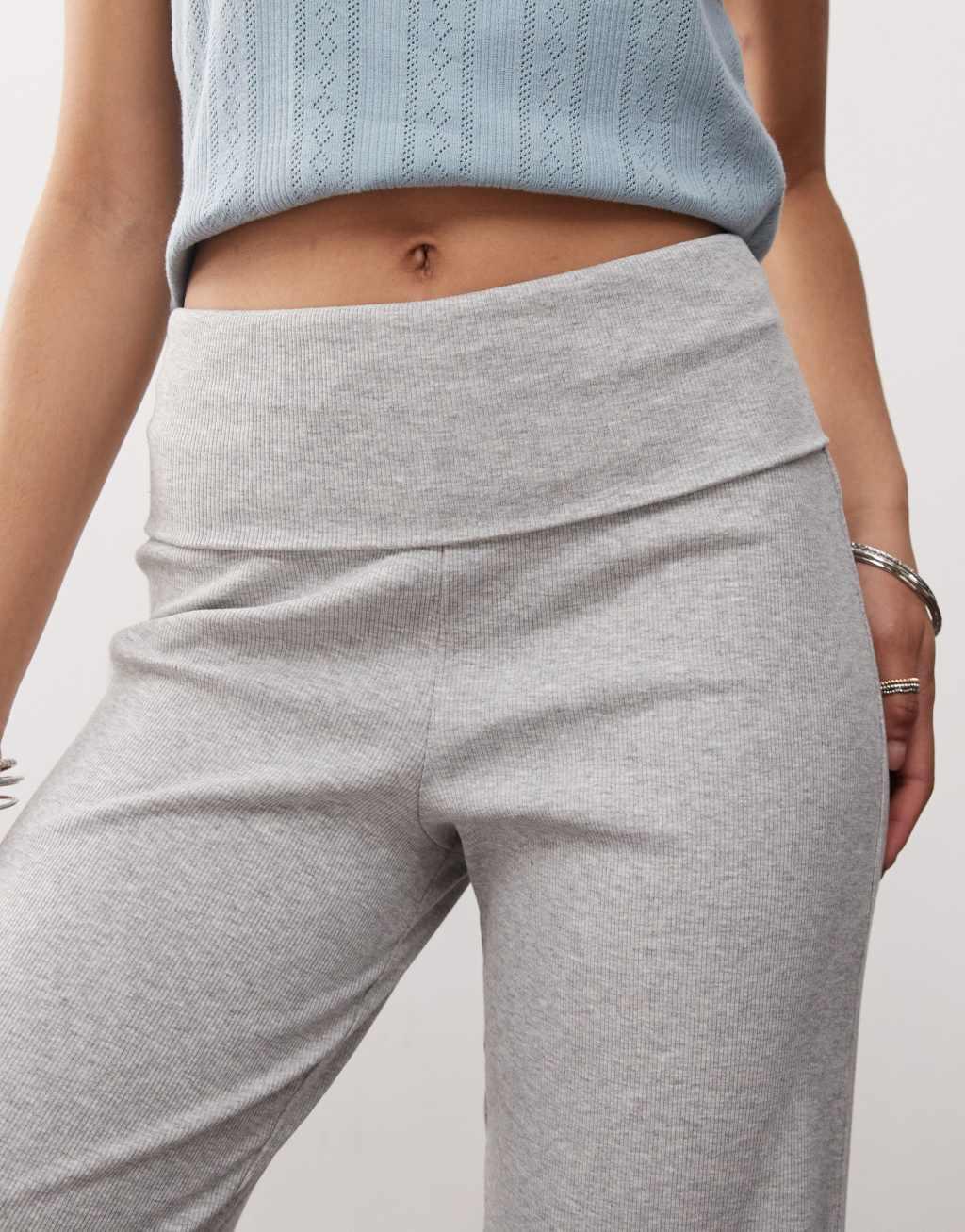 COLLUSION foldover waist ribbed flare yoga pant Product Image