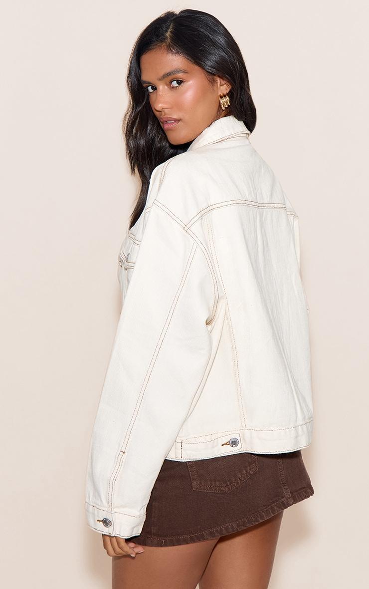 Ecru Oversized Classic Denim Jacket Product Image