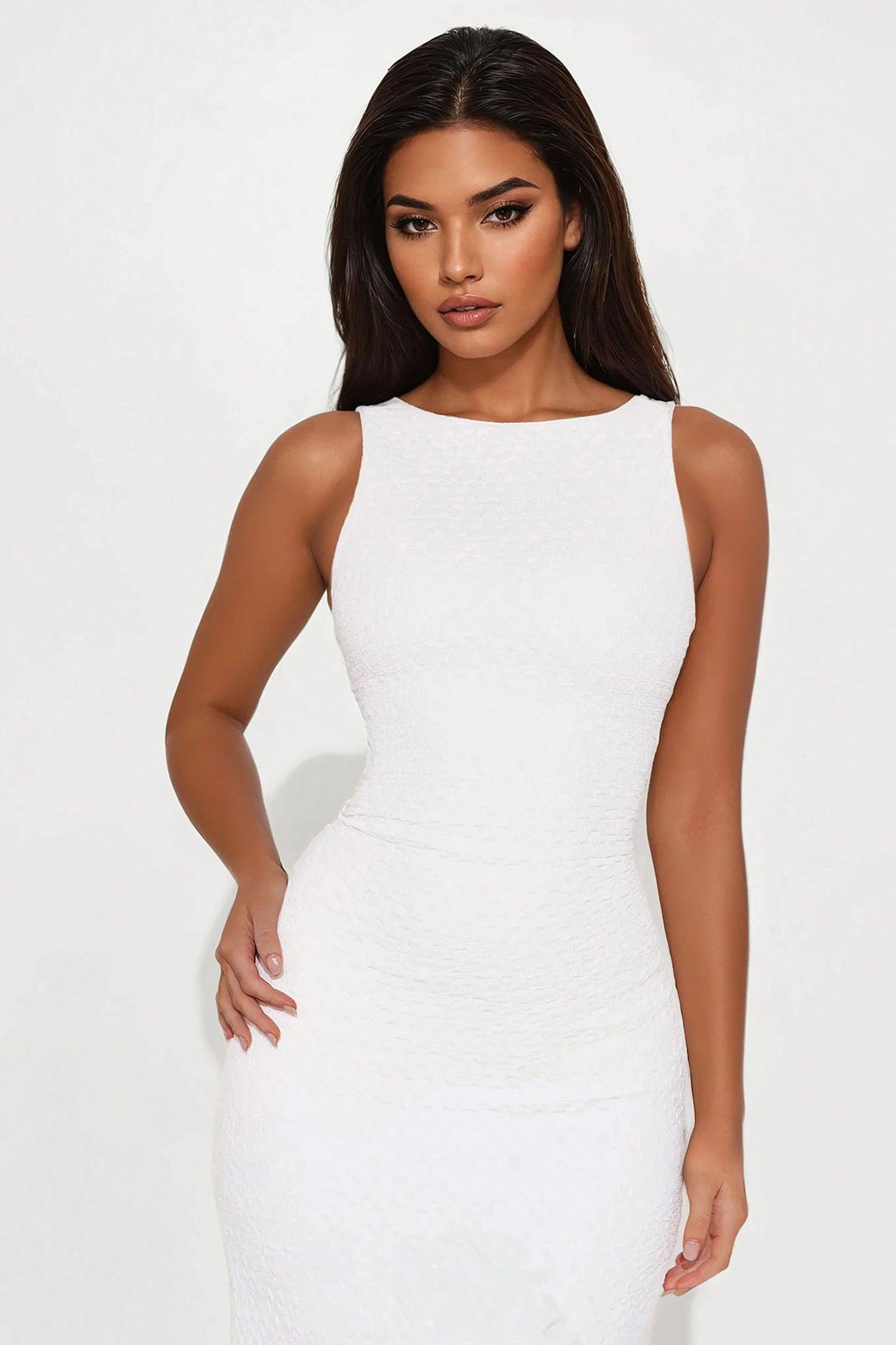Tessa Textured Maxi Dress - White Product Image
