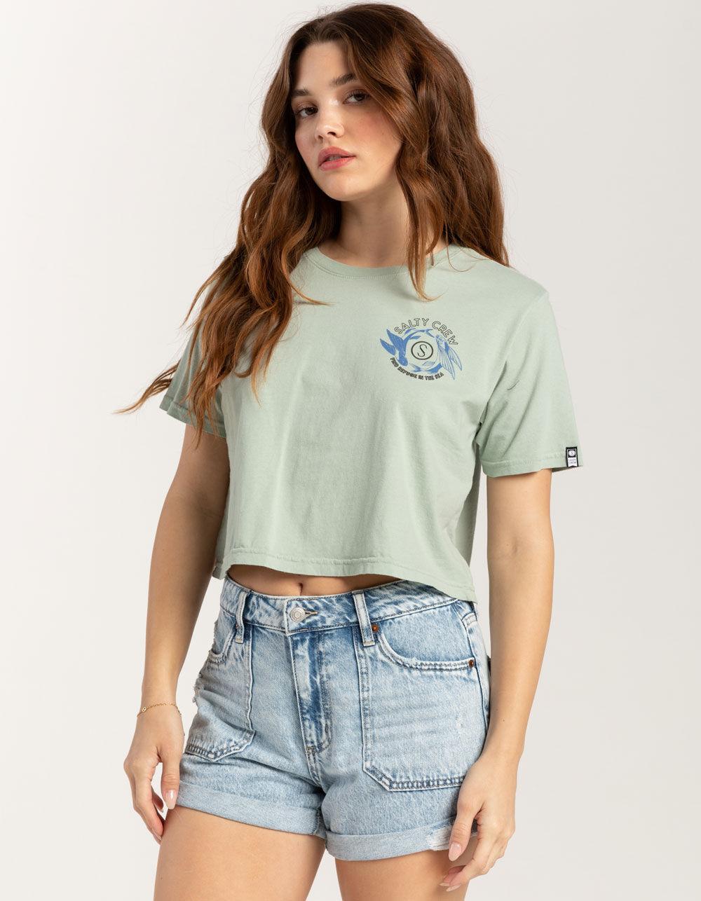 SALTY CREW Fin and Yang Womens Crop Tee - JADE Product Image