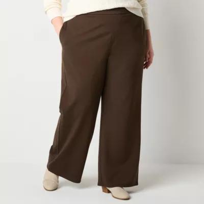St. John's Bay-Plus Womens Wide Leg Pull-On Pants Product Image