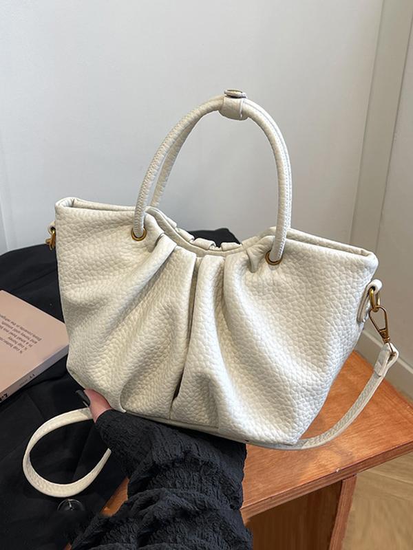 Pleated Solid Color Zipper Crossbody Bags Handbags Product Image