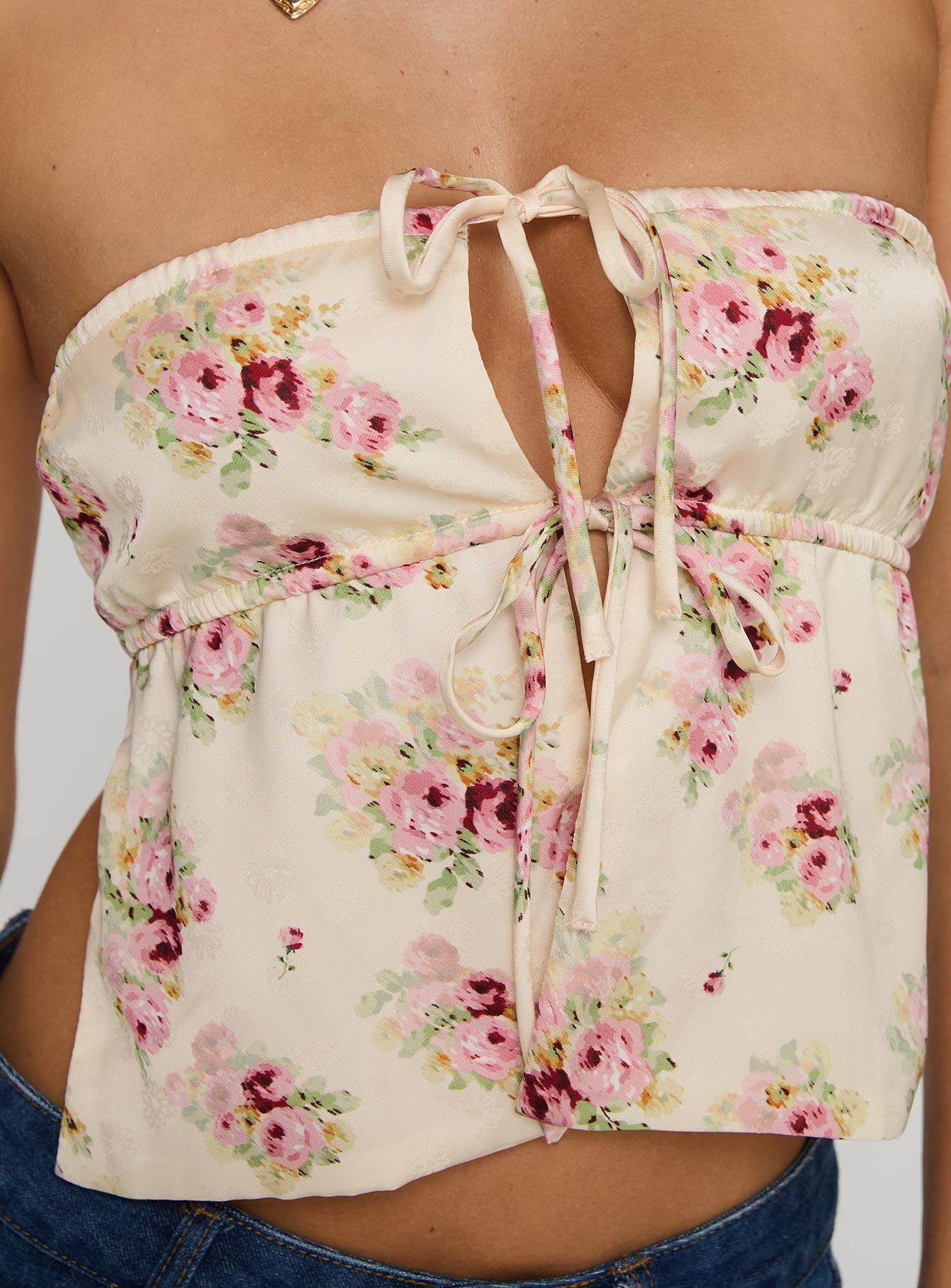 Eithanale Strapless Top Cream / Floral Product Image