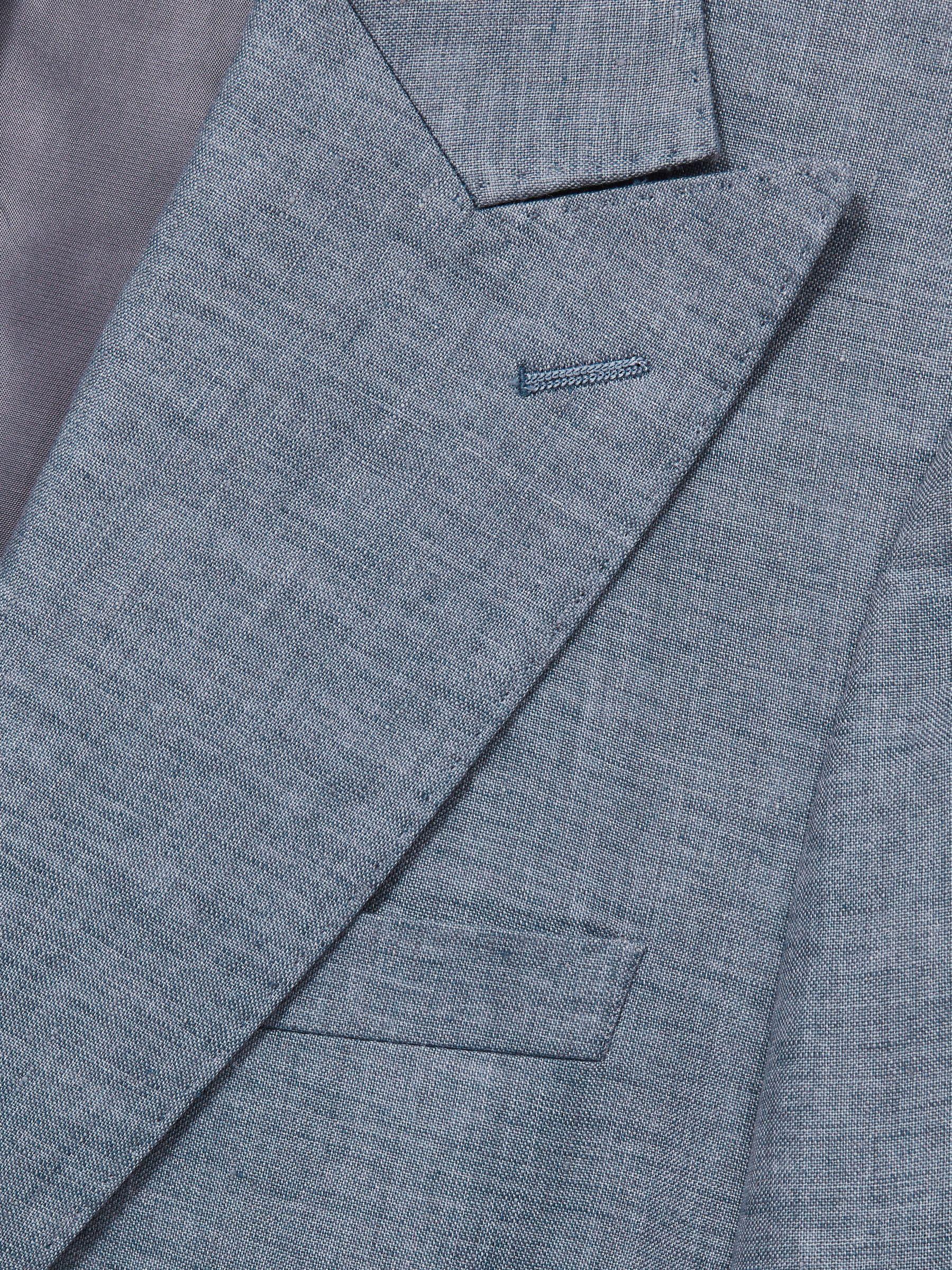 Regular-Fit Double-Breasted Sharkskin Wool-Blend Suit Blazer in Charcoal Grey Product Image