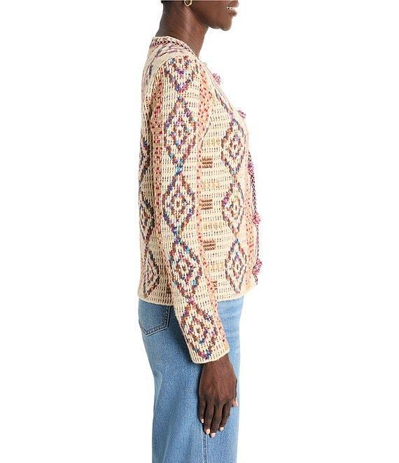NIC + ZOE Color Wave Knit Round Neck Long Sleeve Jacket Product Image