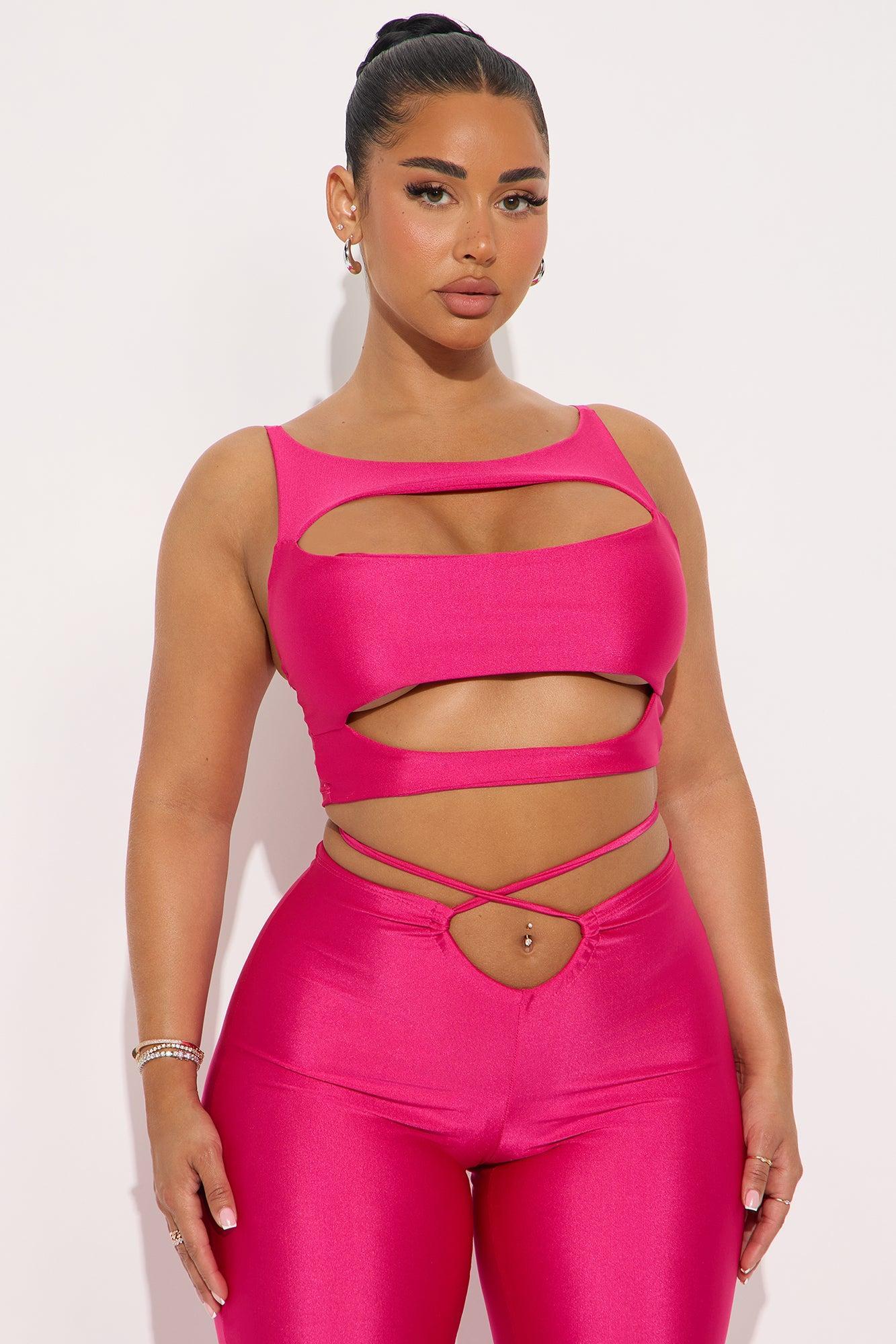 Cut To The Chase Cut Out Pant Set - Fuchsia Female Product Image