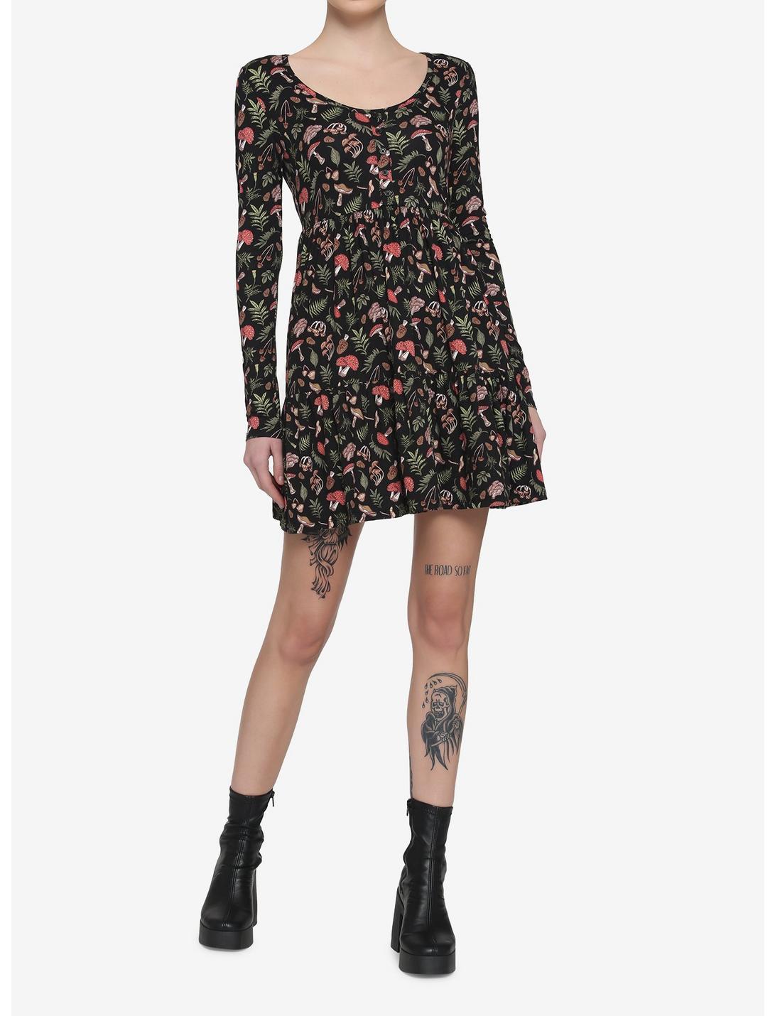 Woodland Mushroom Tiered Long-Sleeve Dress Product Image
