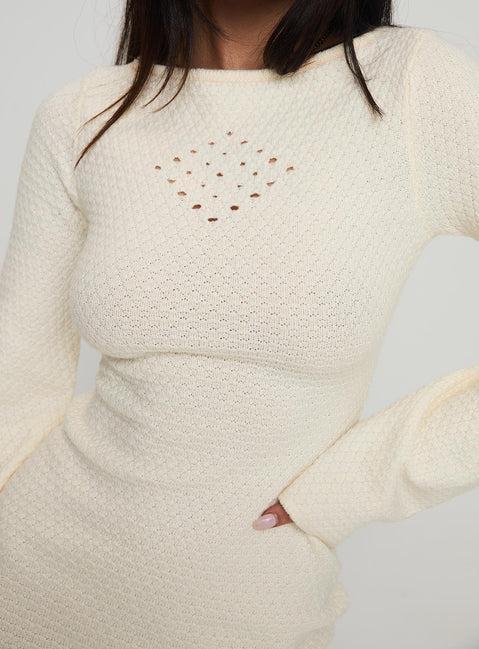 Malcalm Long Sleeve Mini Dress Cream Product Image