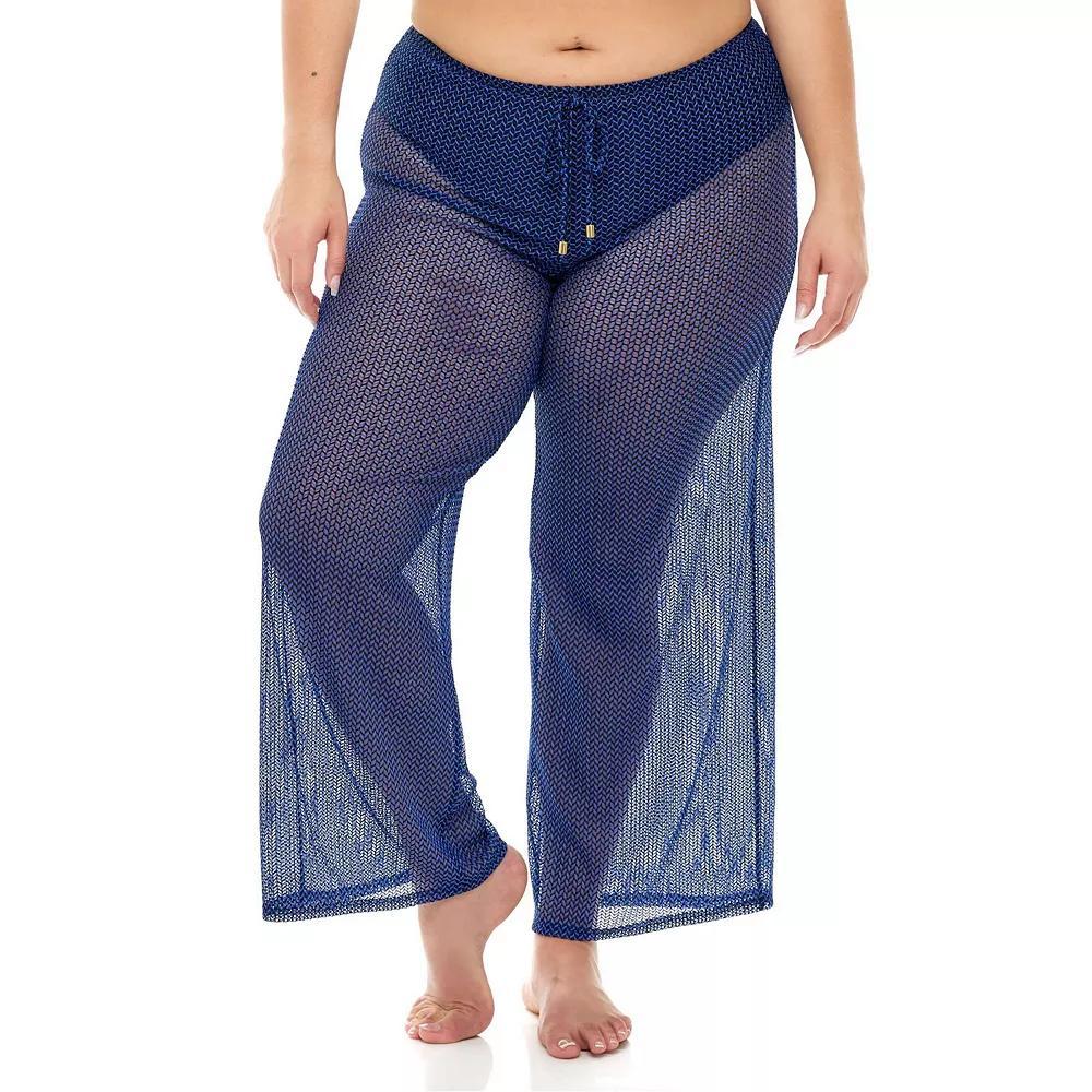 Plus Size Jordan Taylor Sheer Herringbone Swim Cover-Up Pants, Women's, Size: 2XL, Black Royal Product Image