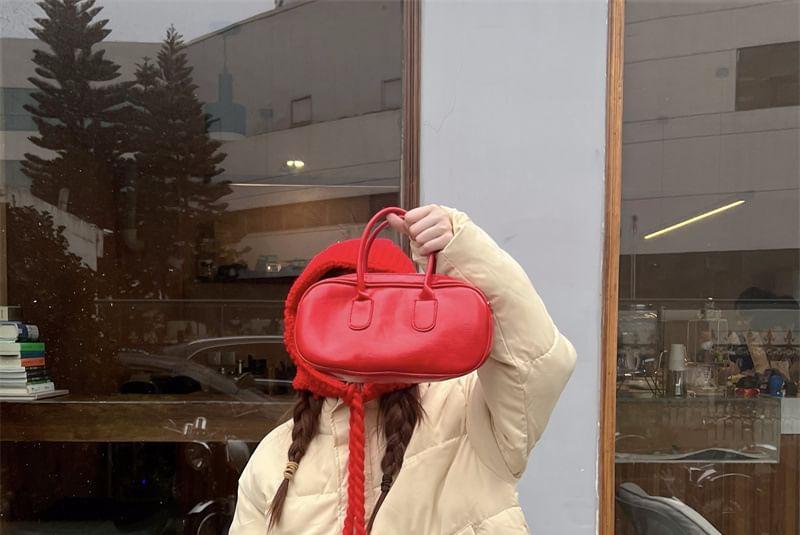 Stand Collar Plain Zip-Up Puffer Jacket Product Image