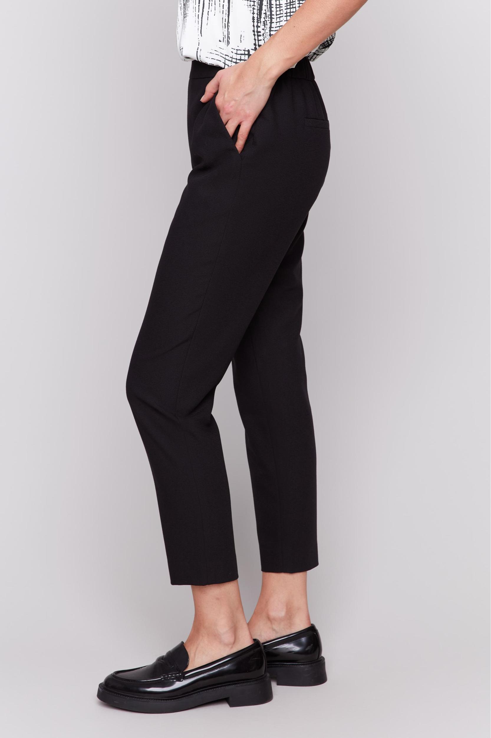 Crepe Pull On Cropped Pant with Pockets Product Image