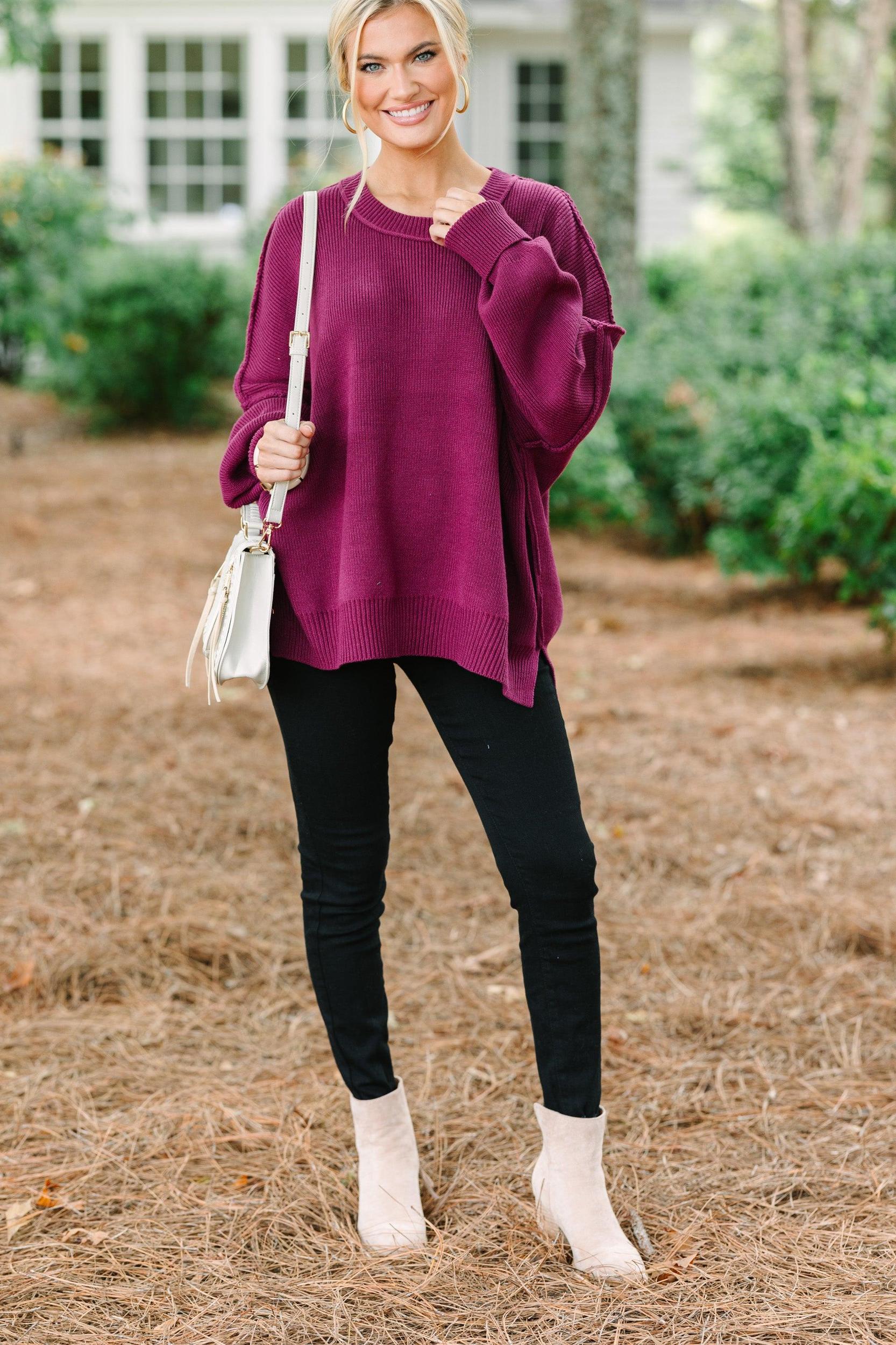 Give You Joy Burgundy Red Dolman Sweater Female Product Image