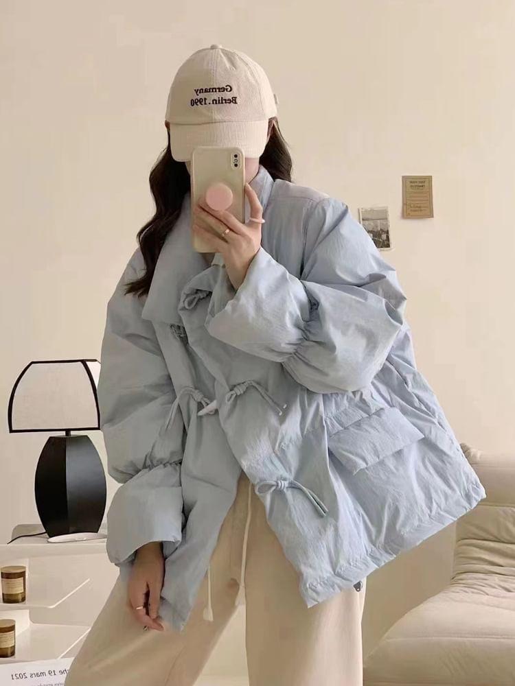 Stand Collar Plain Frog Closure Puffer Jacket Product Image