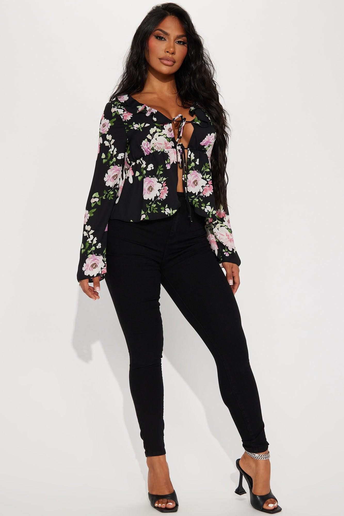 Travel With Floral Top - Black/combo Product Image