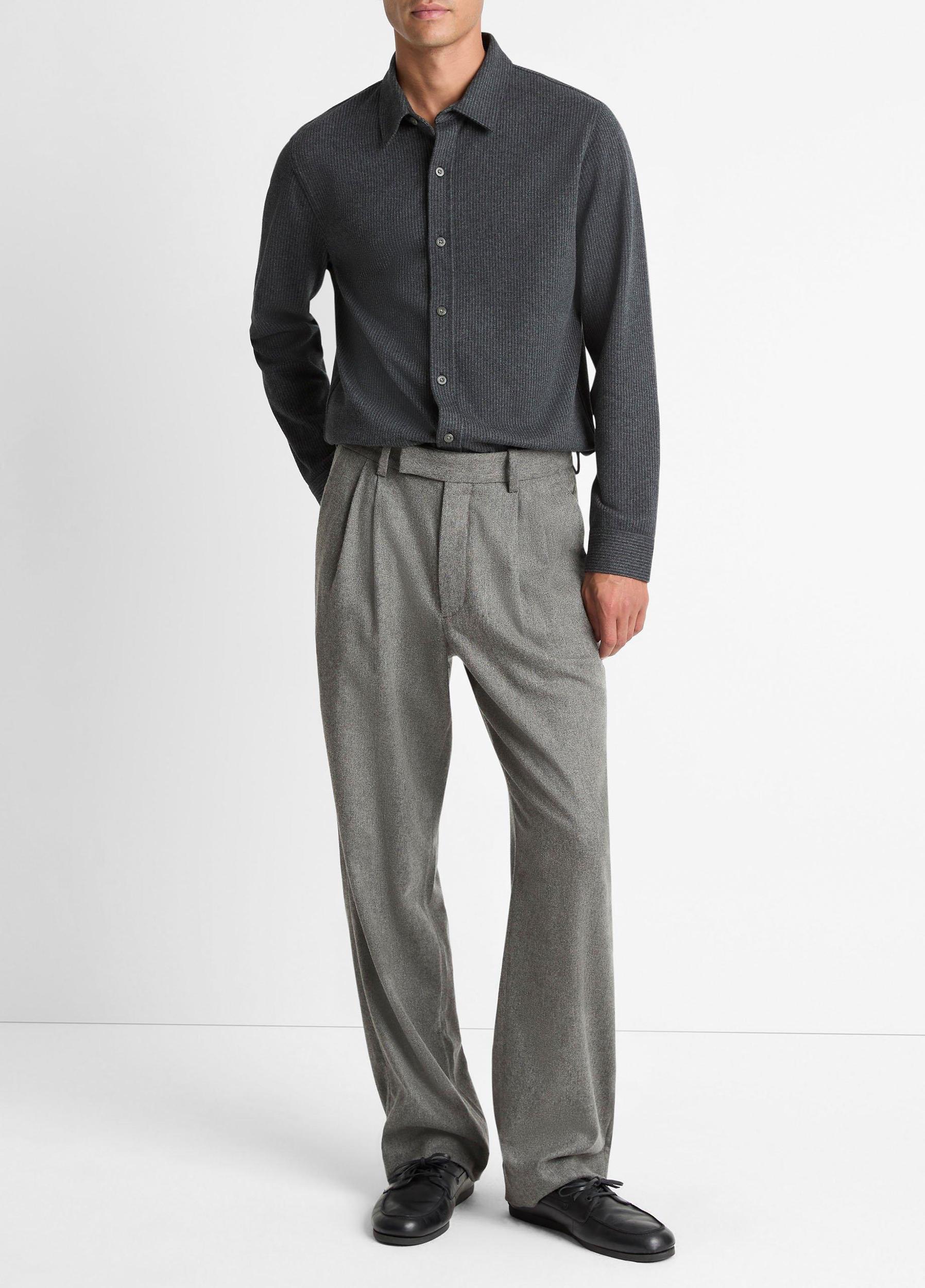Pinstripe Jacquard Cotton-Blend Button-Front Shirt Product Image