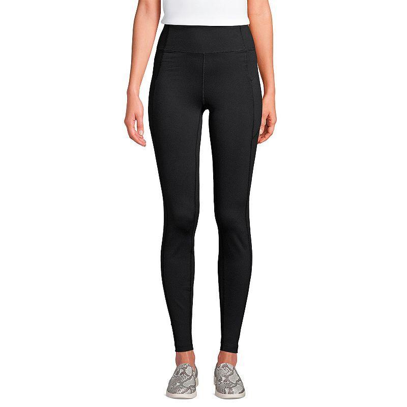 Petite Lands End Active Compression Leggings, Womens Blue Breeze Floral Product Image