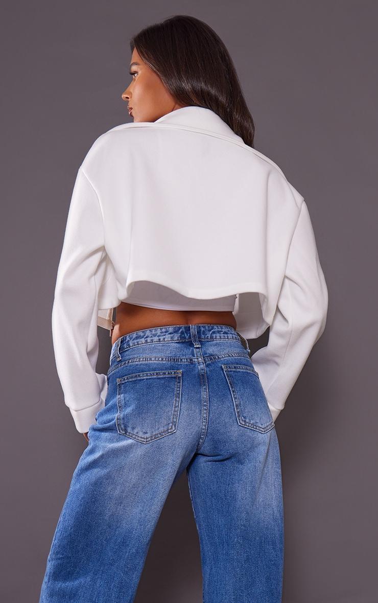 Cream Wool Look Pocket Detail Cropped Jacket Product Image