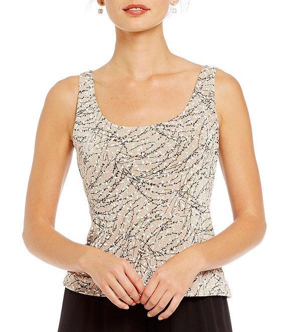 Alex Evenings Petite Size Glitter Printed 3/4 Sleeve Twinset Product Image