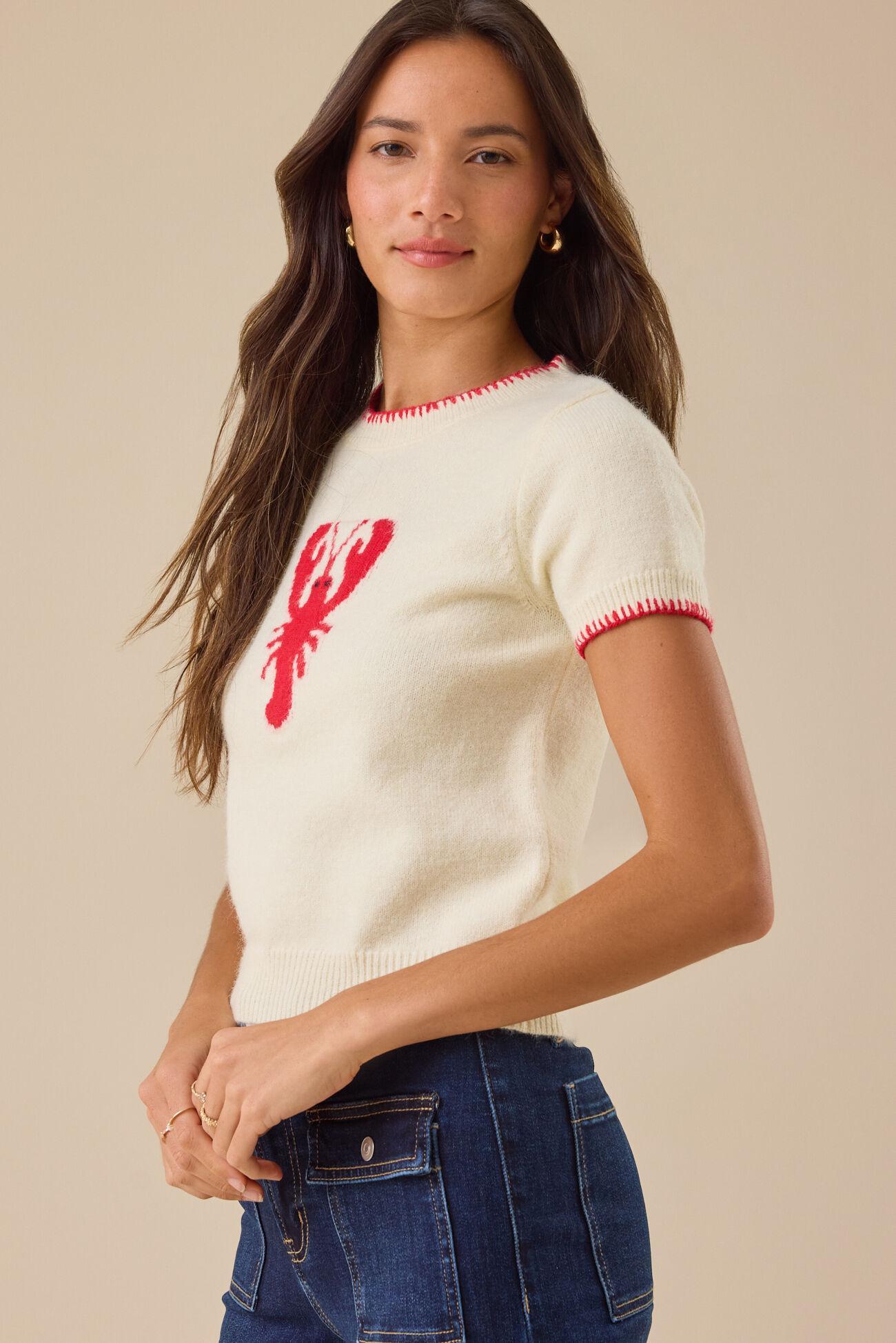Lily Lobster Short Sleeve Sweater Product Image