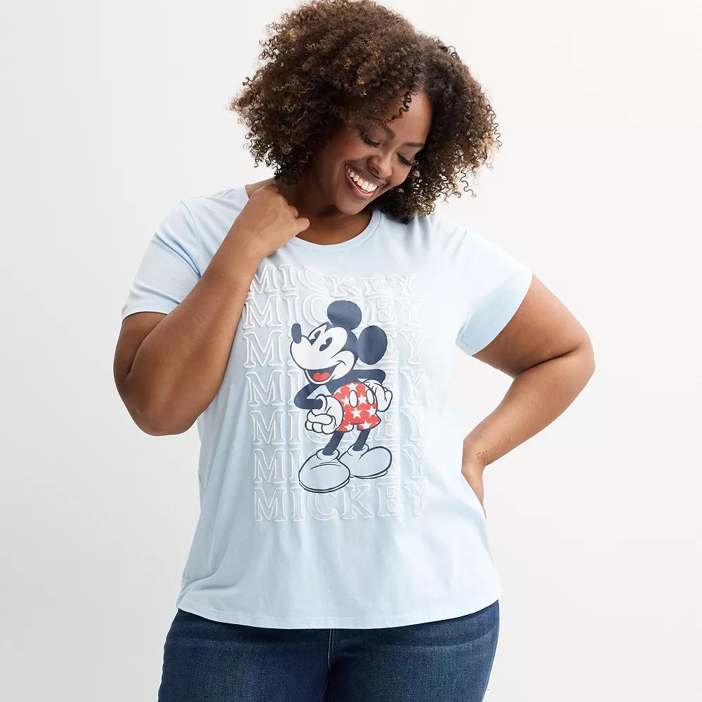 Disney's Mickey Mouse Plus Size Star Shorts Graphic Tee, Women's, Size: 3XL, Blue Product Image