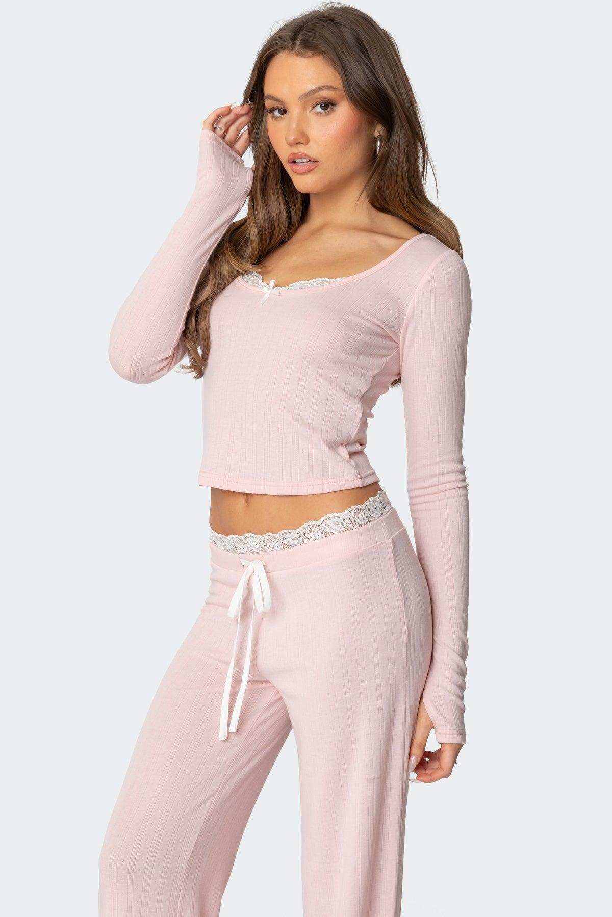 Peekaboo Lace Long Sleeve Top Product Image