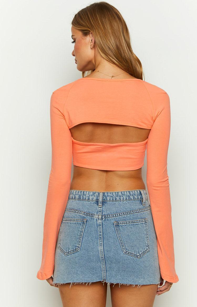 Houston Orange Strapless Crop Top And Bolero Product Image