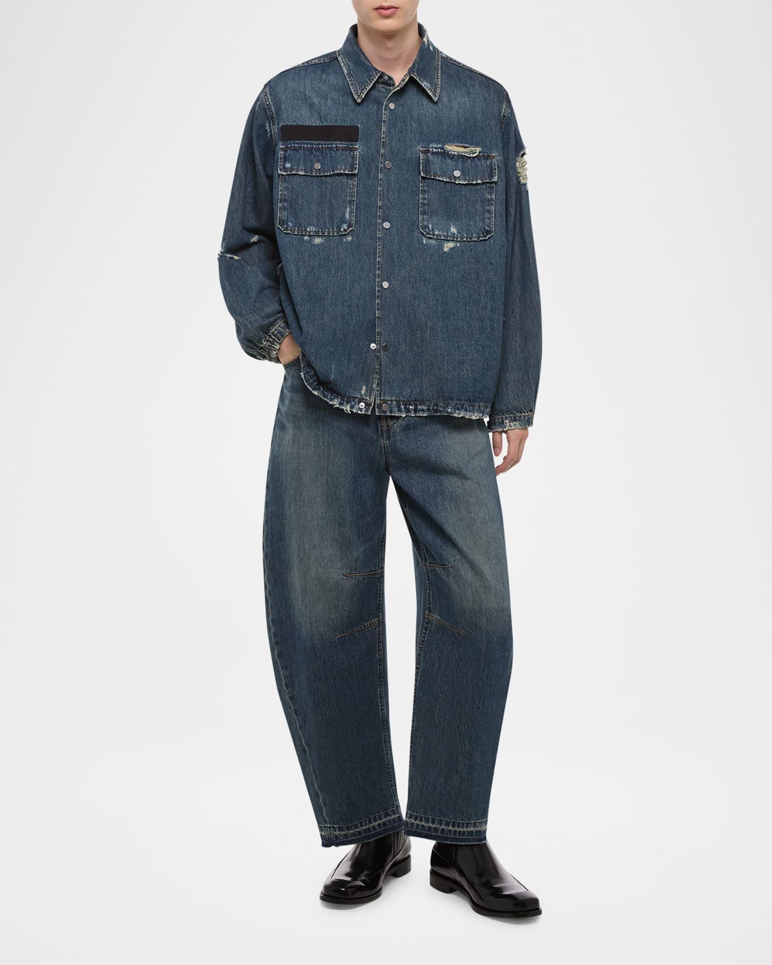 Men's Distressed Denim Uniform Shirt Product Image
