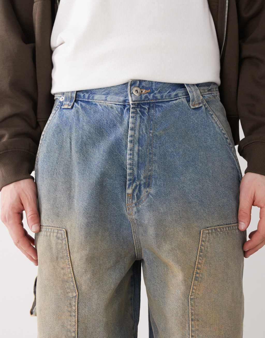 COLLUSION baggy carpenter jeans in dirty wash Product Image