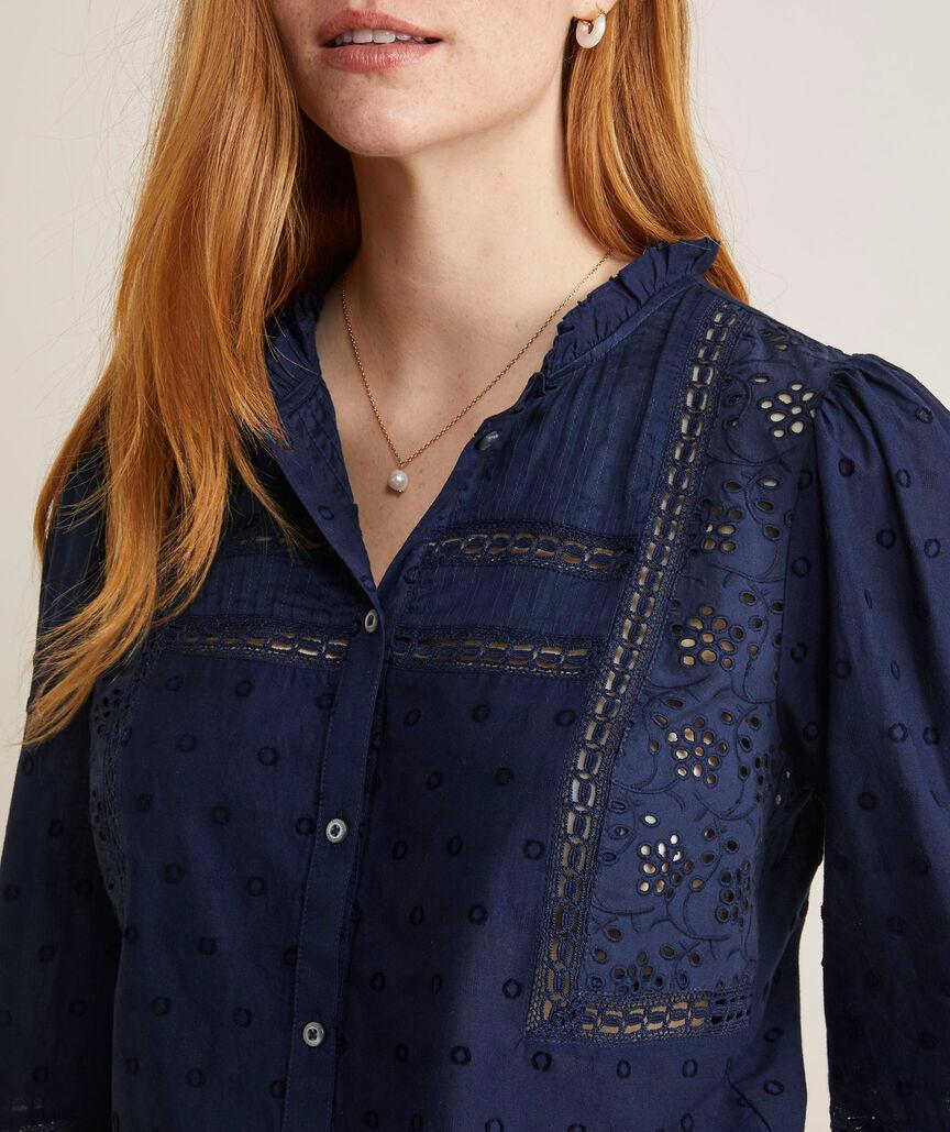 Eyelet Long-Sleeve Top Product Image