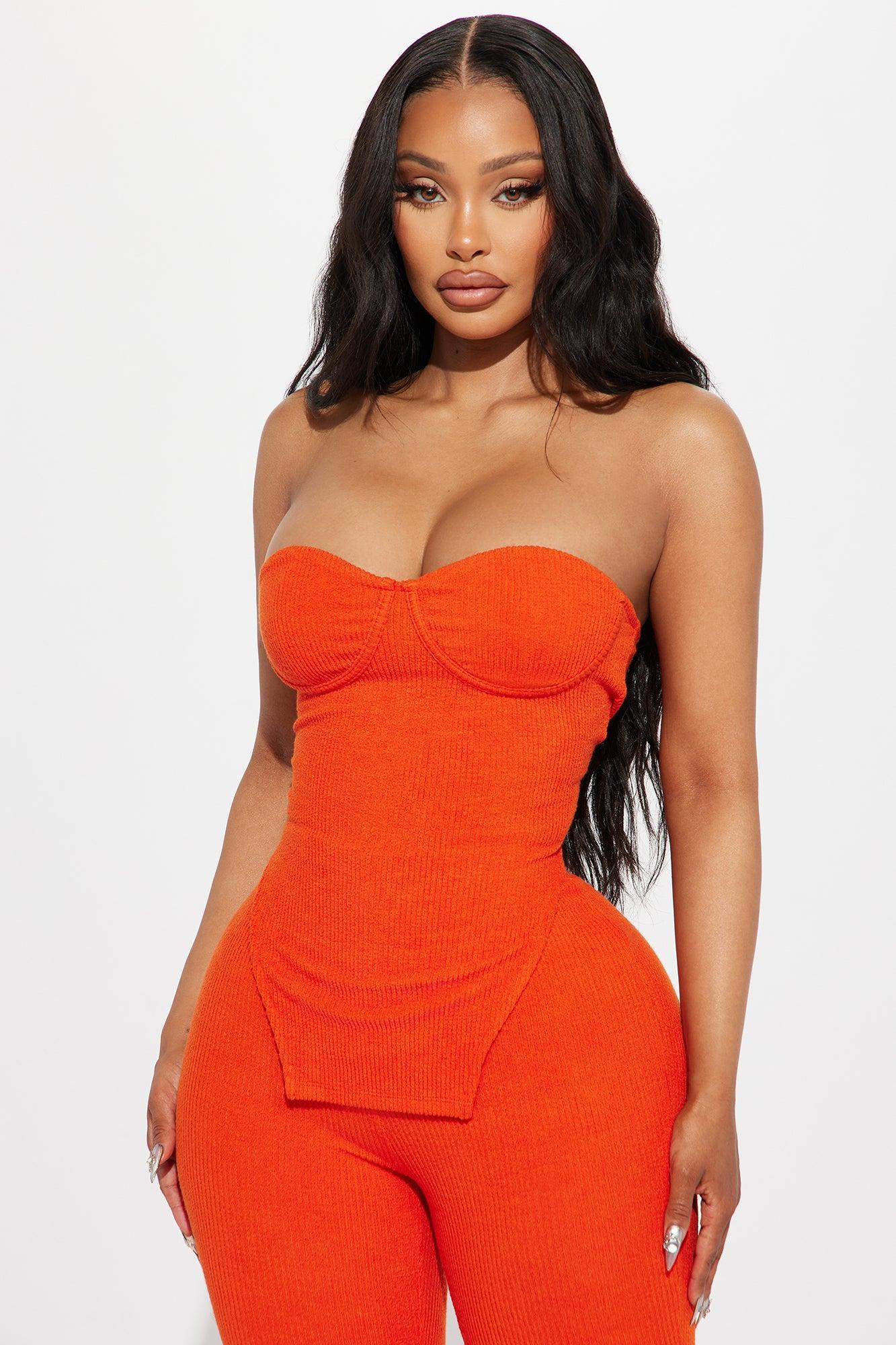 Call My Name Ribbed Pant Set - Orange Product Image