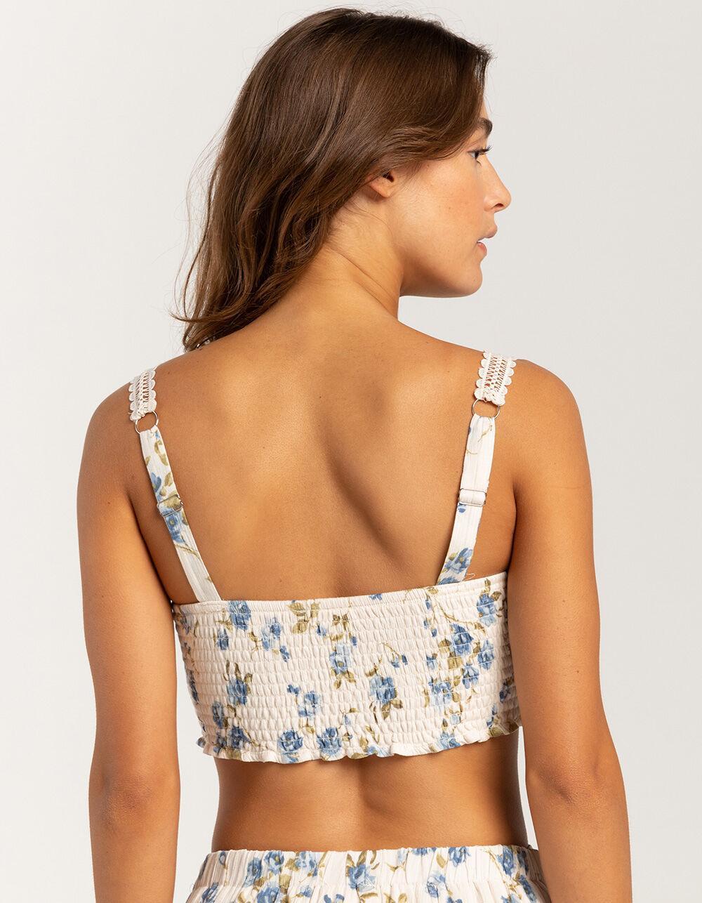 FULL TILT Cinch Lace Trim Womens Cami - BLUE COMBO Product Image