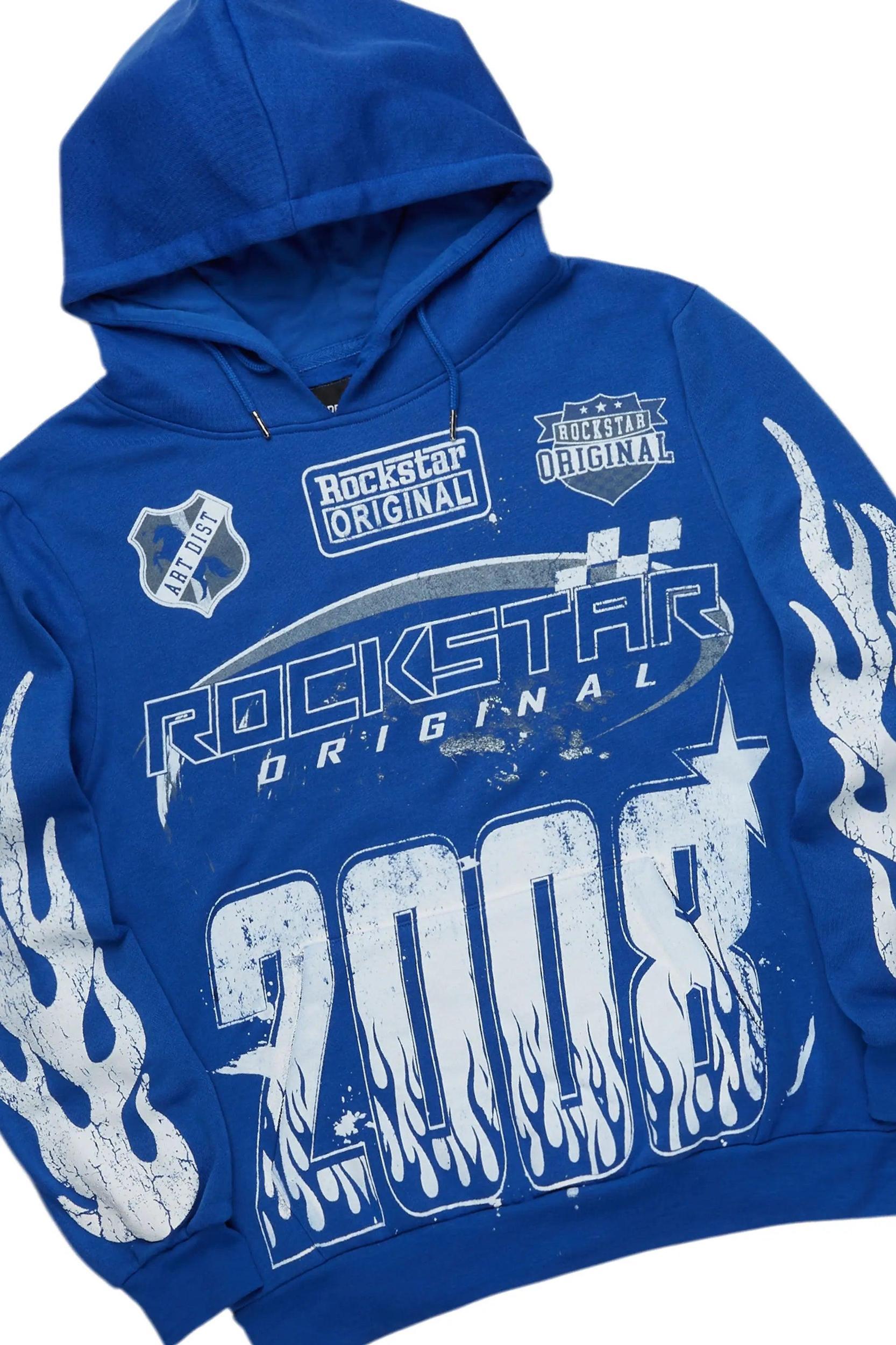 Amos Royal Blue Stacked Flare Hoodie Track Set Male Product Image
