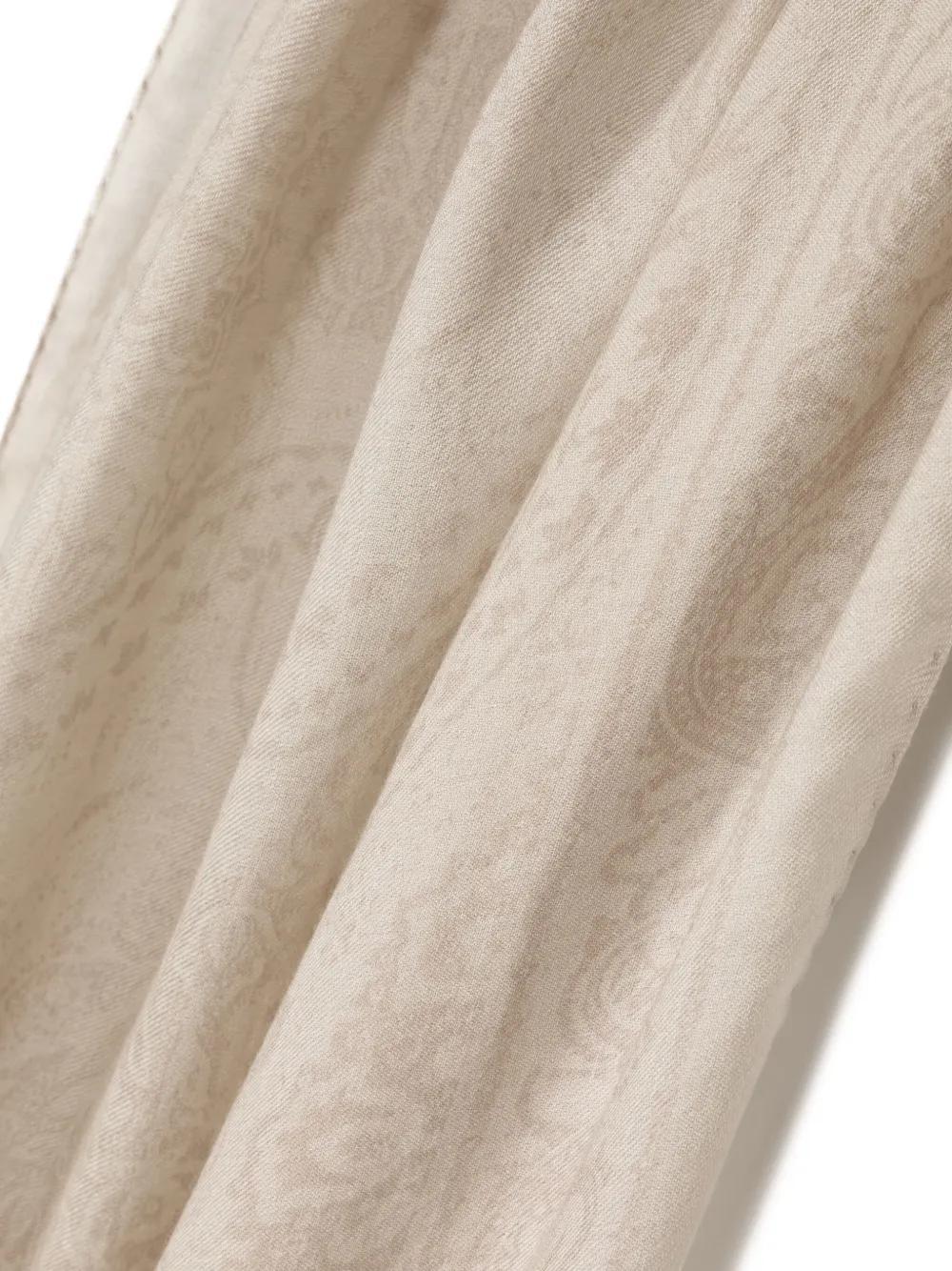 ETRO Paisley-jacquard Frayed Scarf In Neutrals Product Image