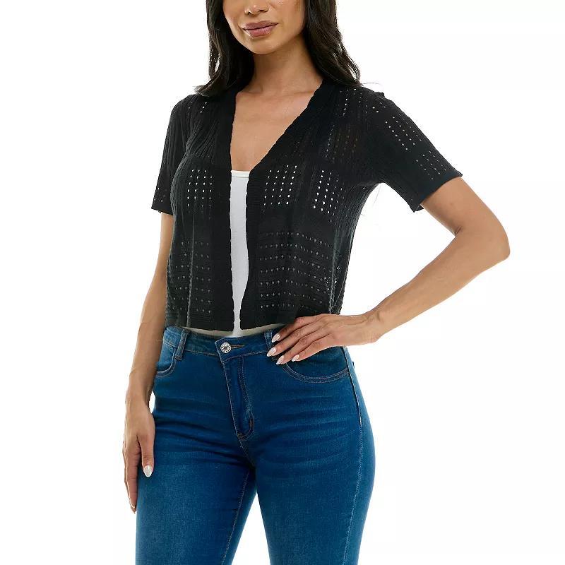 Women's Nina Leonard Pointelle Crochet Bolero, Size: Small, Blue Product Image