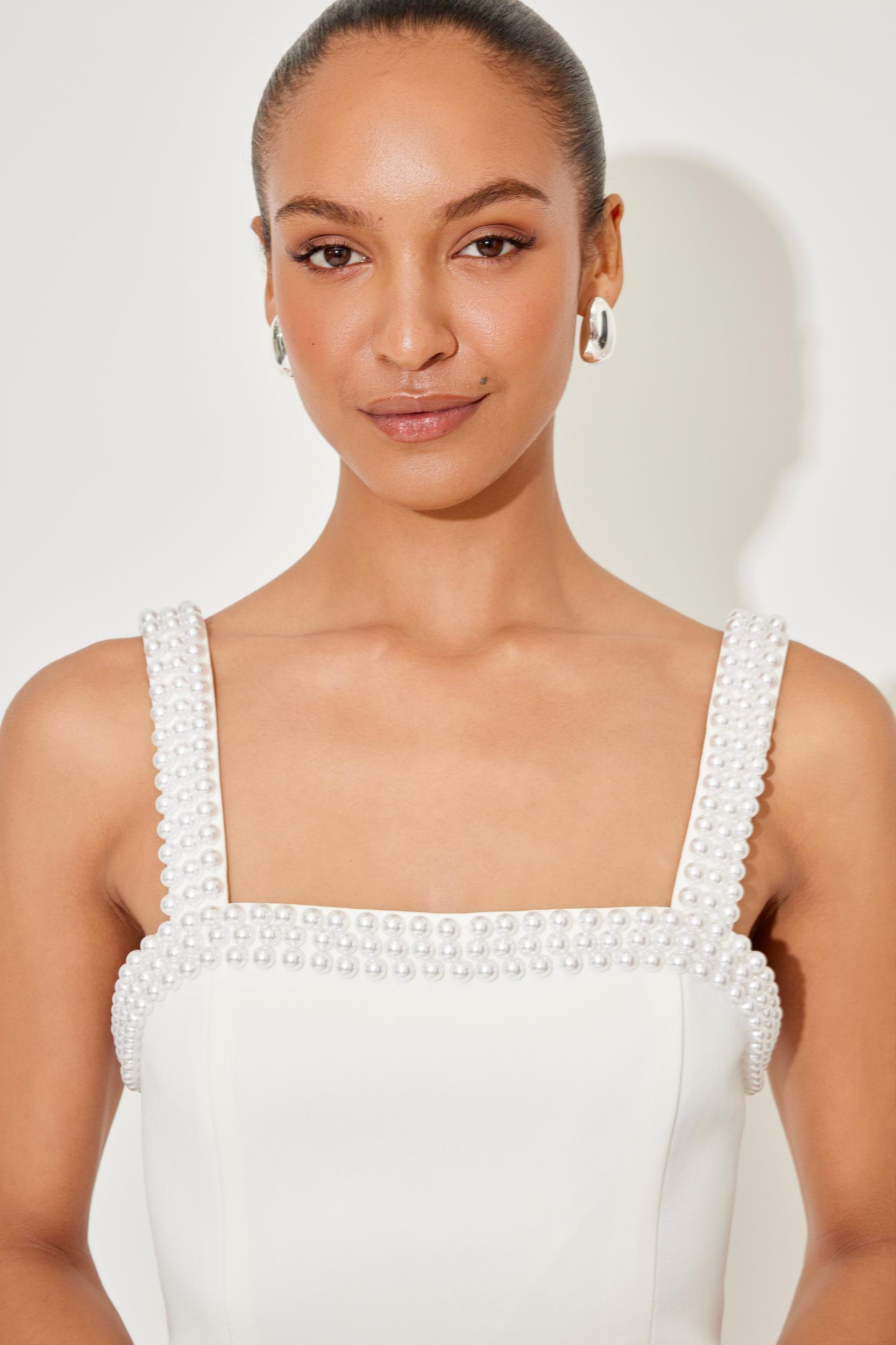The Ultimate Muse Pearl Trim Mini Dress Product Image