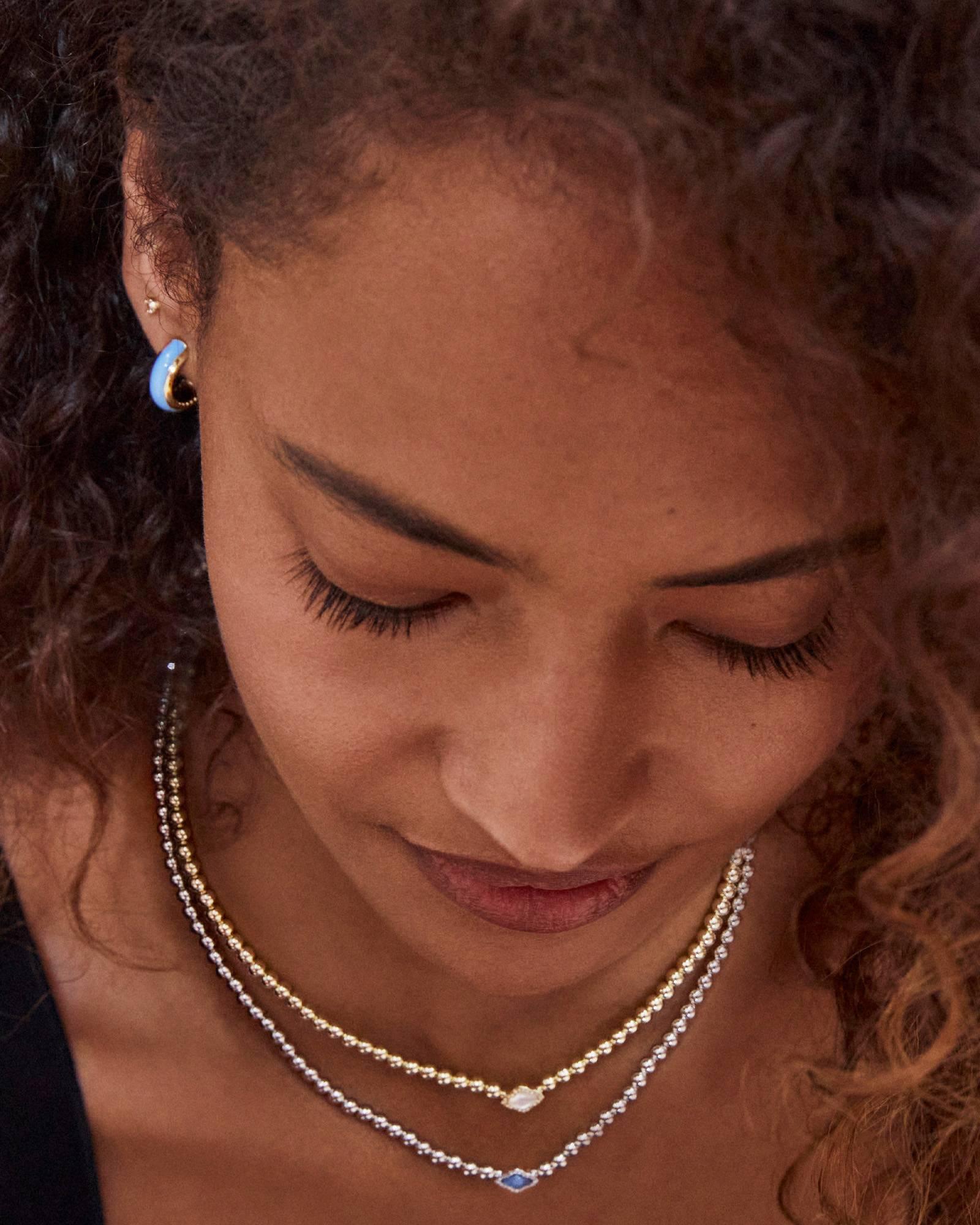 Abbie Gold Beaded Necklace in Azalea Illusion Product Image