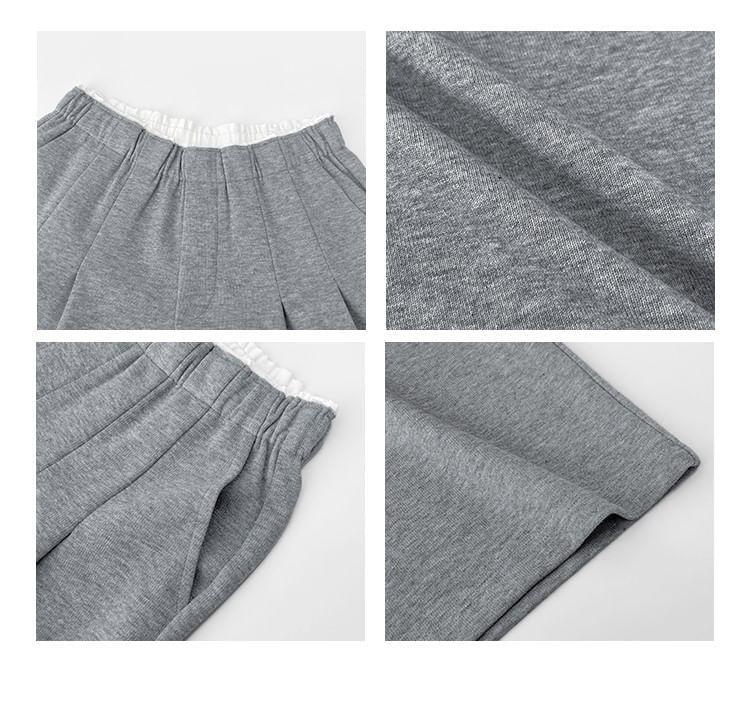 Waistline-Detail Pleated Wide-Leg Sweatpants in 5 Colors Product Image