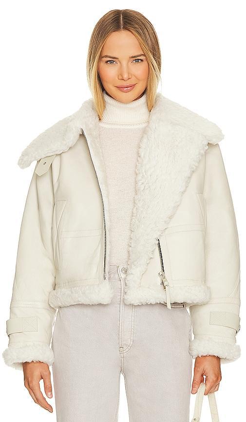 AGOLDE x Shoreditch Ski Club Lola Shearling Jacket in Cream Product Image