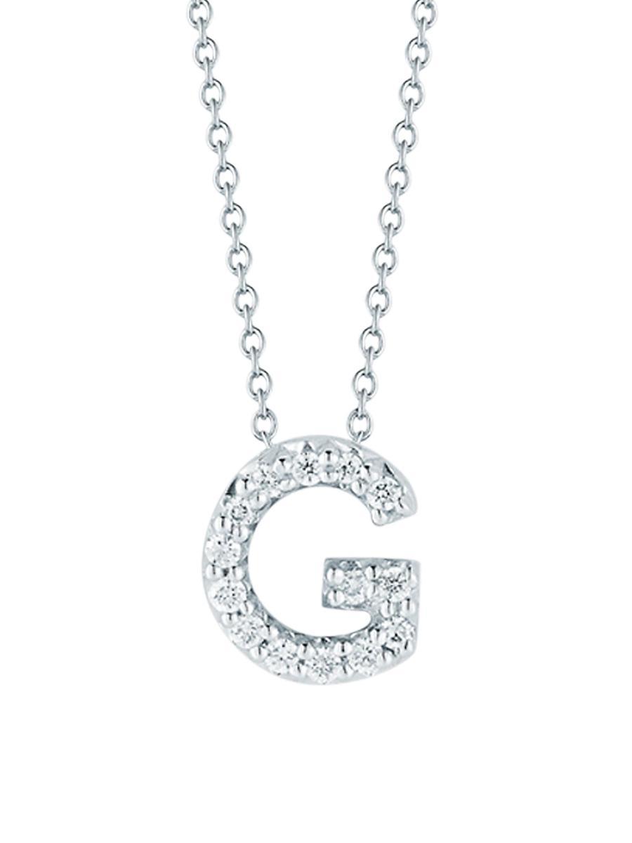 Roberto Coin 18K White Gold Initial Love Letter Pendant Necklace with Diamonds, 16 Product Image