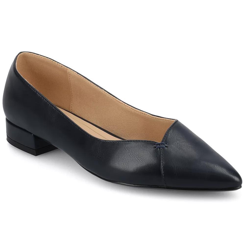 Journee Medium and Wide Width Carmin Women's Slip-On Low Block Heel Dress Flats, Size: 6 Wide, Blue Product Image