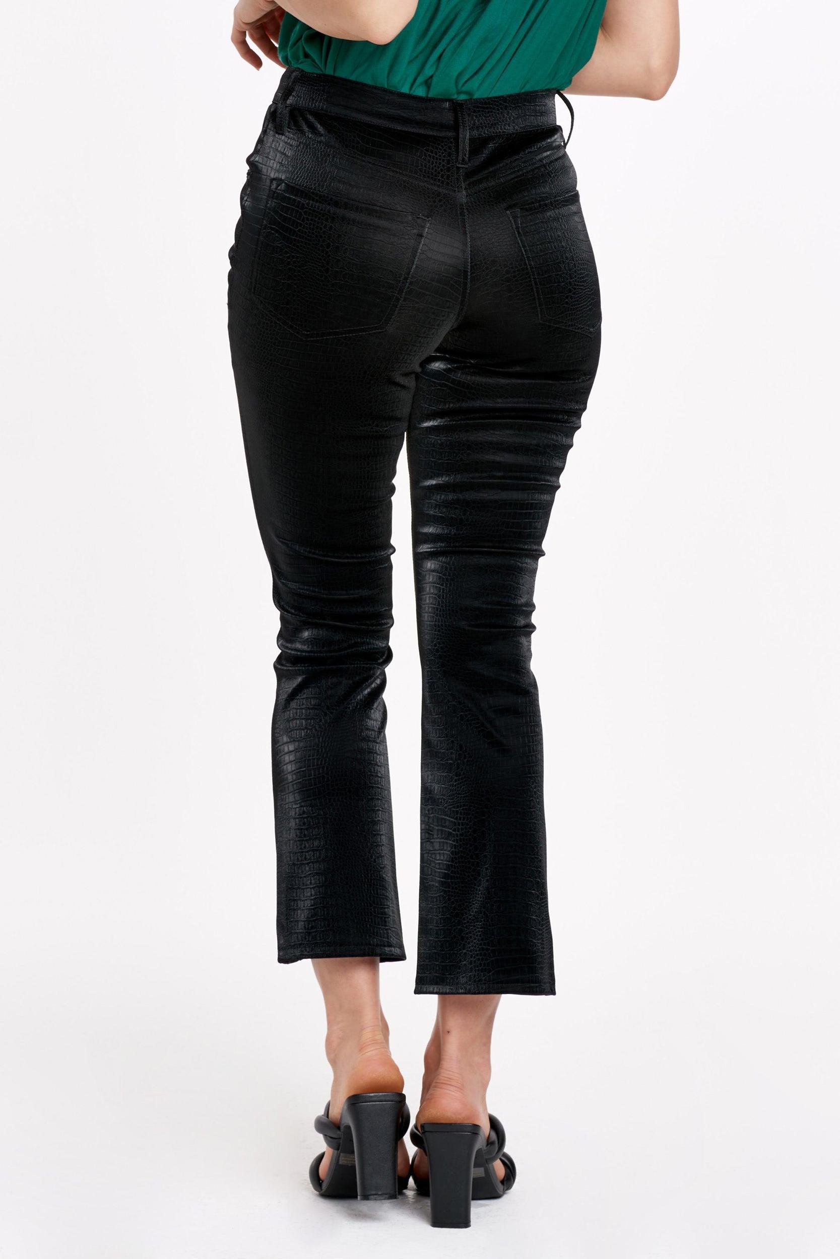 Jeanne Black Cropped Flare Embossed Pant Product Image