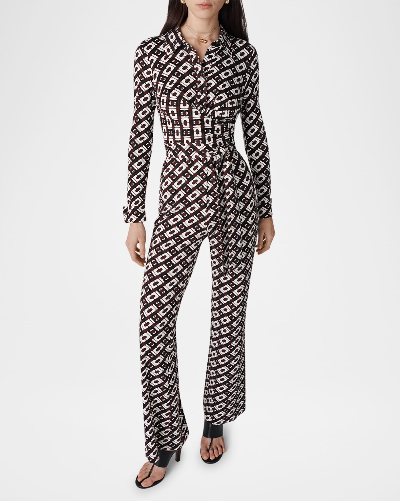 Michele Flared Geometric-Print Jumpsuit Product Image